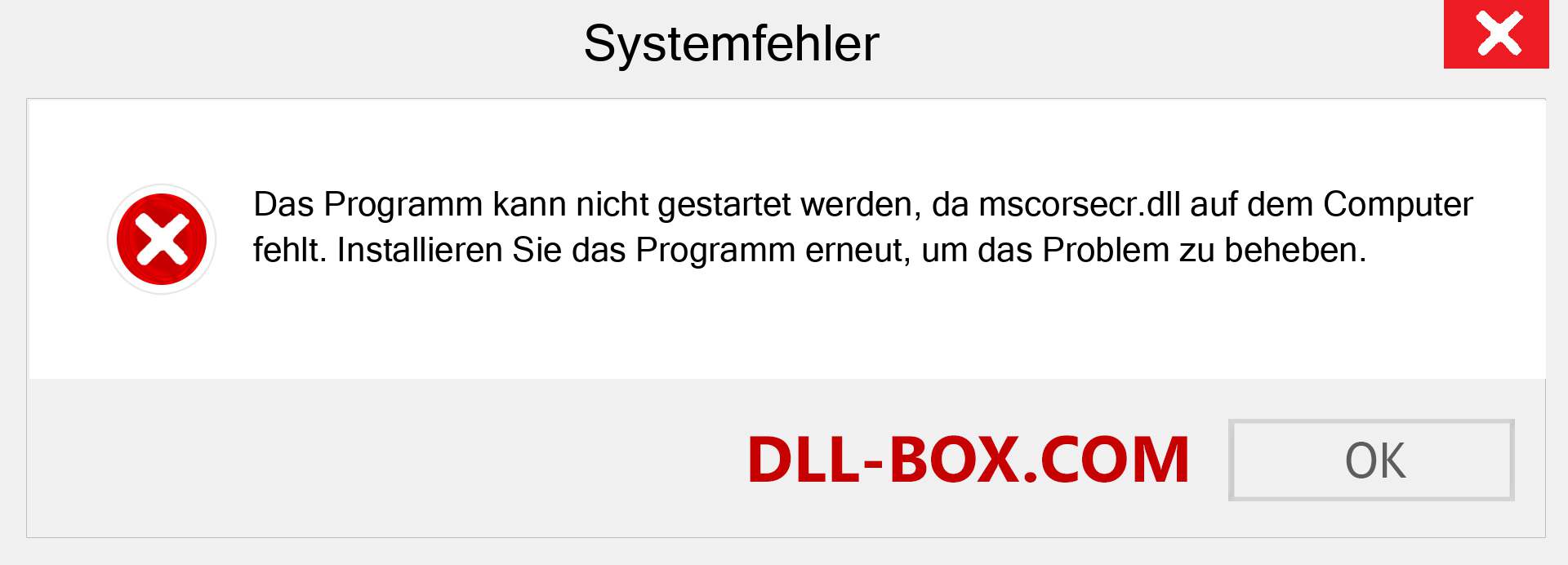 mscorsecr.dll-Datei fehlt?. Download für Windows 7, 8, 10 - Fix mscorsecr dll Missing Error unter Windows, Fotos, Bildern