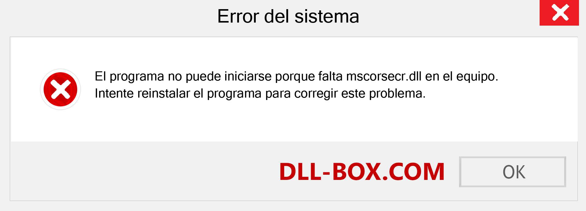 ¿Falta el archivo mscorsecr.dll ?. Descargar para Windows 7, 8, 10 - Corregir mscorsecr dll Missing Error en Windows, fotos, imágenes